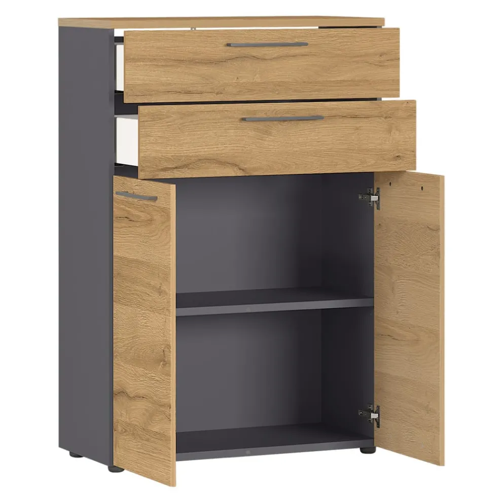 GERMANIA Aktenschrank Agenda dunkelgrau, eichefarbig Hot