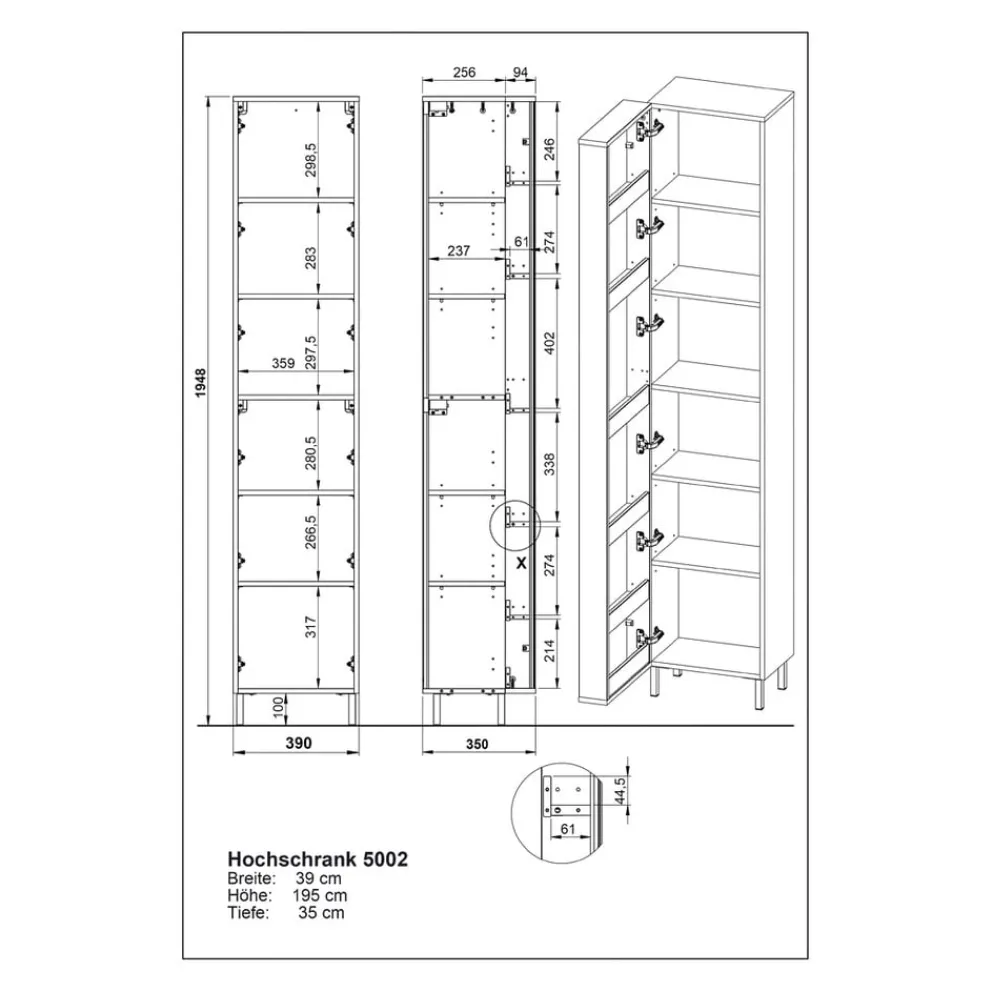 MID.YOU Badschrank Topeka navarra-eiche-nb., weiss