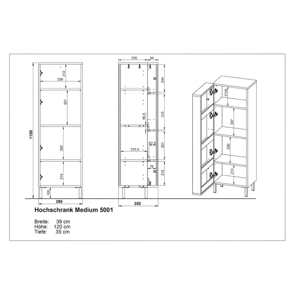 MID.YOU Badschrank Topeka navarra-eiche-nb., weiss Outlet