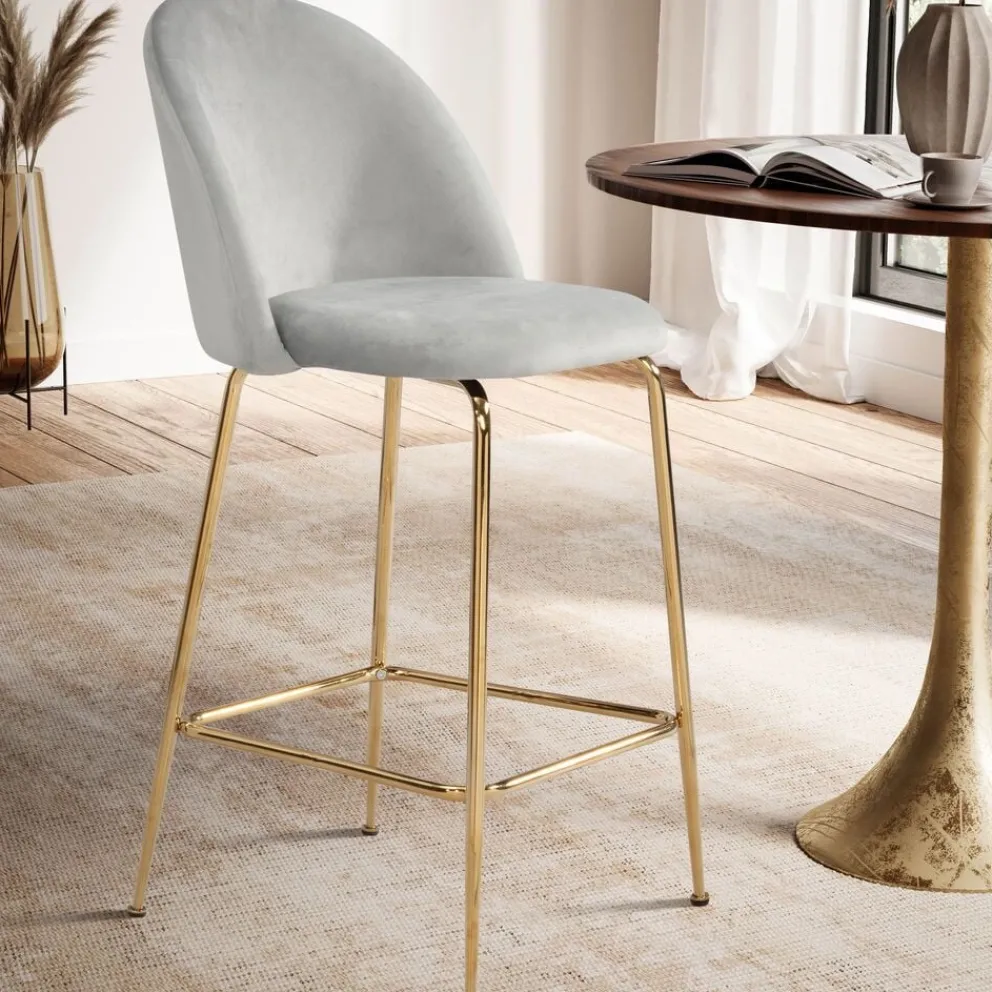 MID.YOU Barhocker Samt grau Clearance
