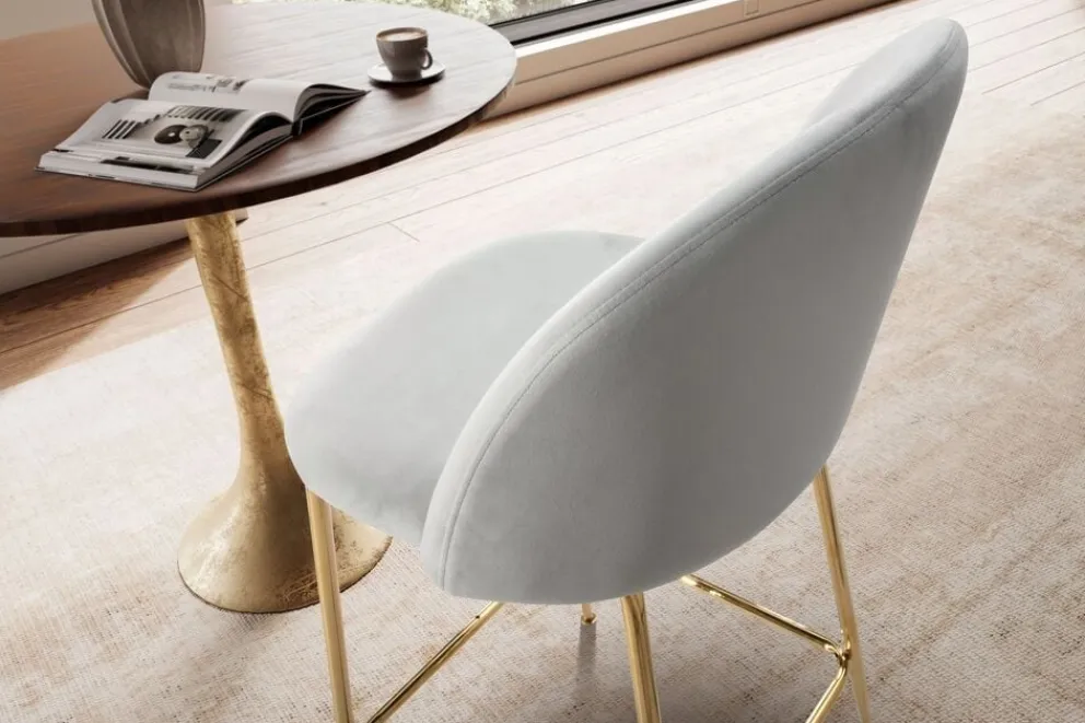 MID.YOU Barhocker Samt grau Clearance