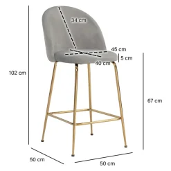 MID.YOU Barhocker Samt grau Clearance