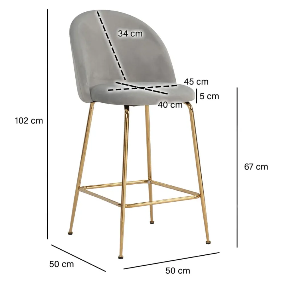 MID.YOU Barhocker Samt grau Clearance