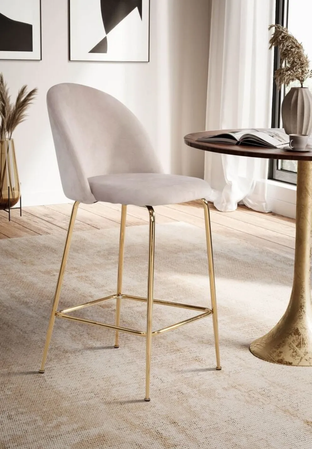 MID.YOU Barhocker Samt beige