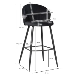MID.YOU Barhocker Samt schwarz New