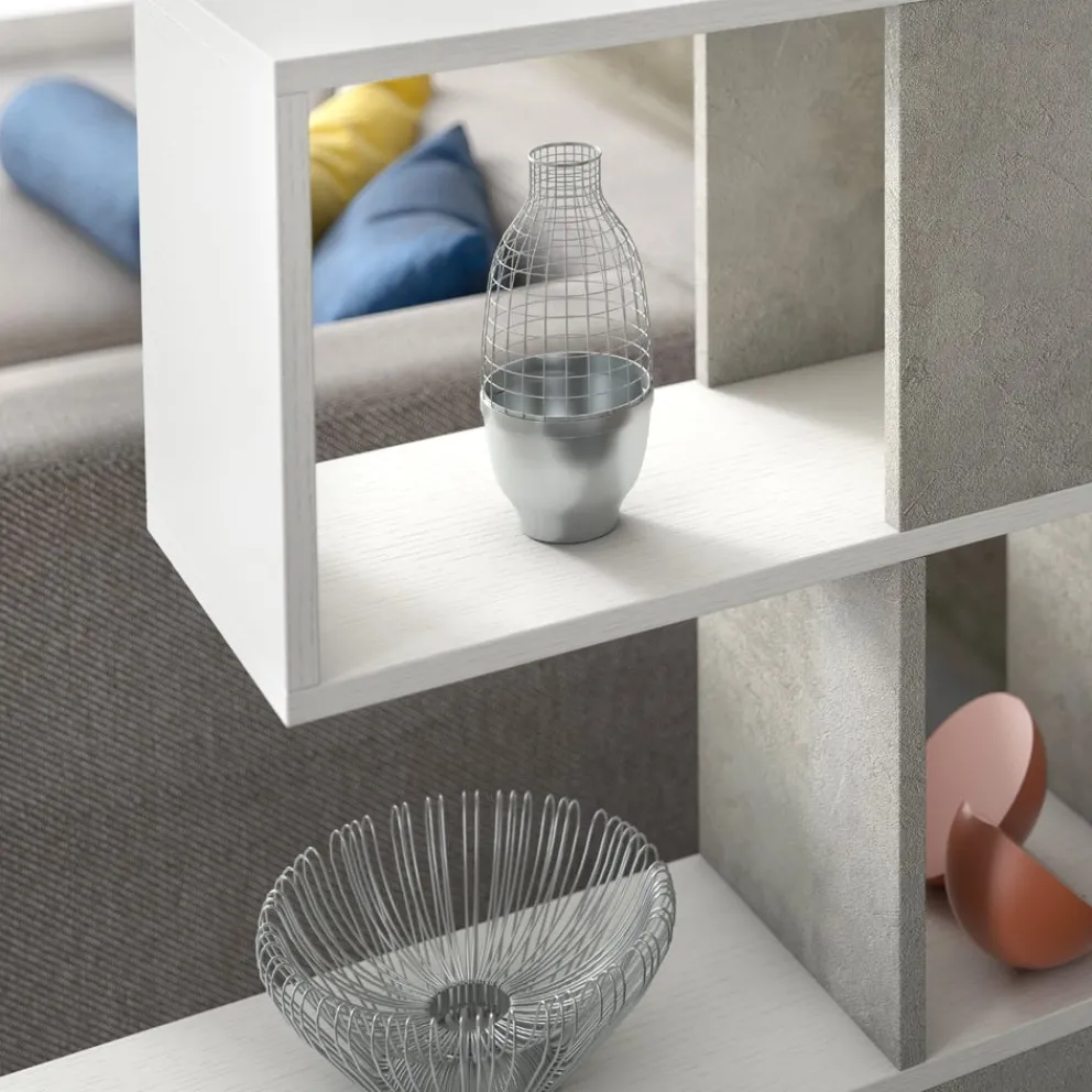 Sikelia Bücherregal Living betongrau, weiss Outlet