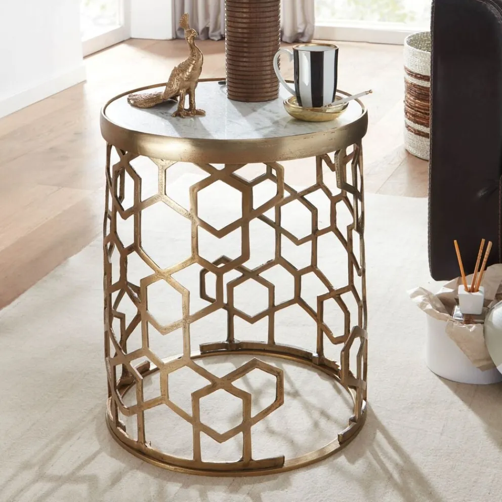 MID.YOU Beistelltisch Marmor gold, weiss Sale