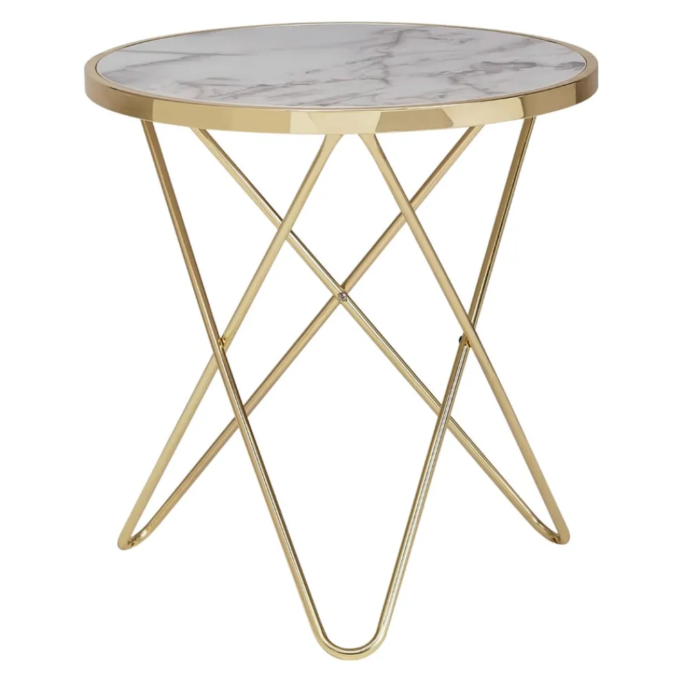 MID.YOU Beistelltisch Marmor gold, weiss Hot