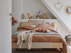 Gautier Bett Dimix eichefarbig, graubeige Hot