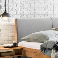 HASENA Bett Pietro 99 Wildeiche natur, Pepe grey 335 Hot