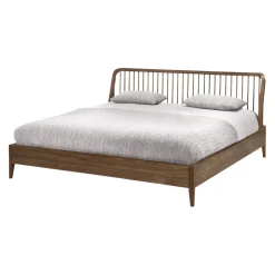 Ethnicraft Bett Spindle teakfarbig Outlet