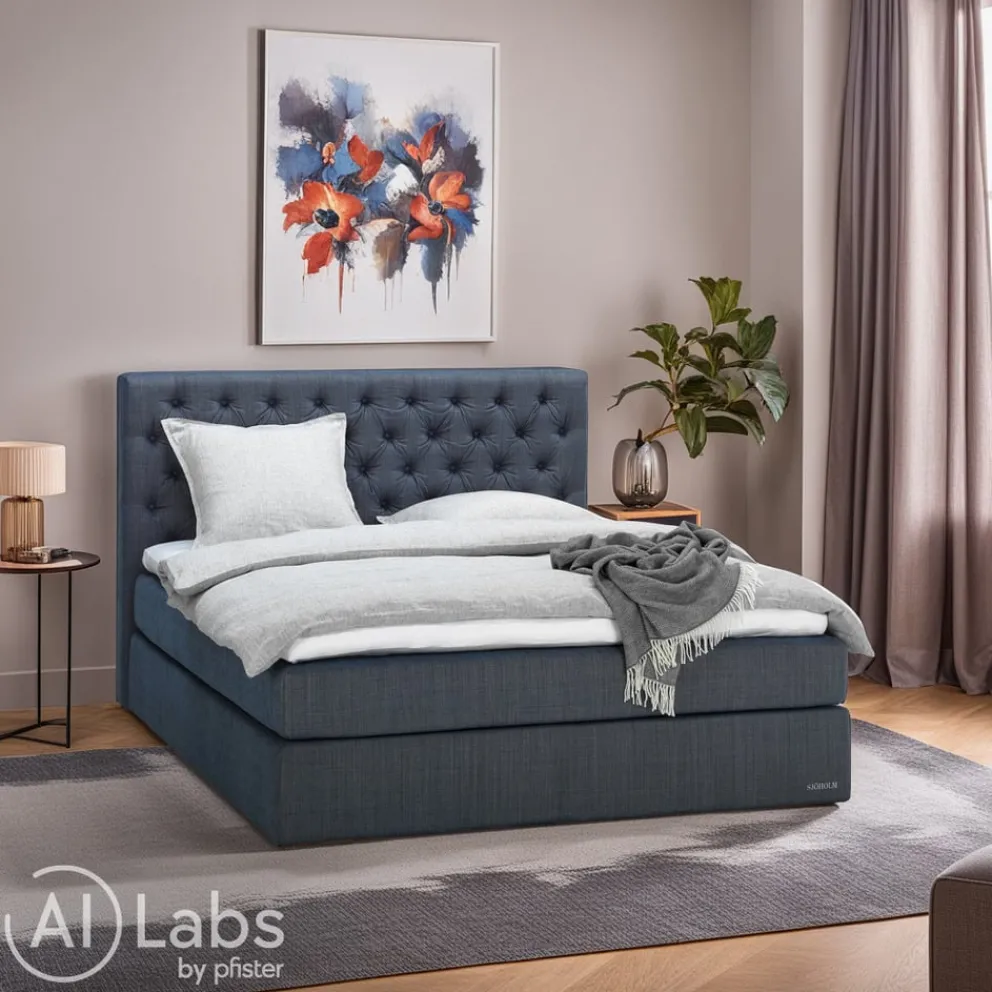SJÖHOLM Boxspringbett Elander Matiss 45 Blue Outlet