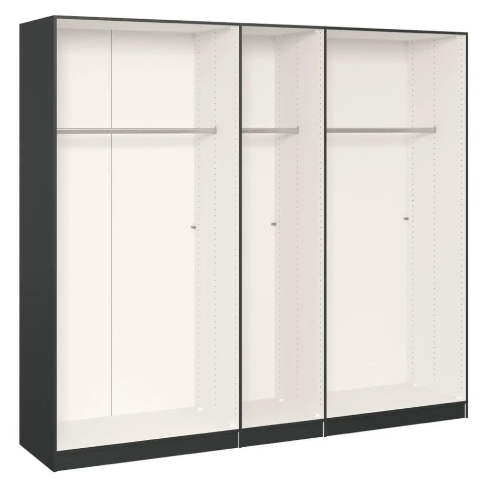BYYU Drehtürenschrank Atlantis Rauchglas, Schwarz Best