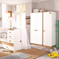 Cilek Drehtürenschrank Cara eiche, weiss New
