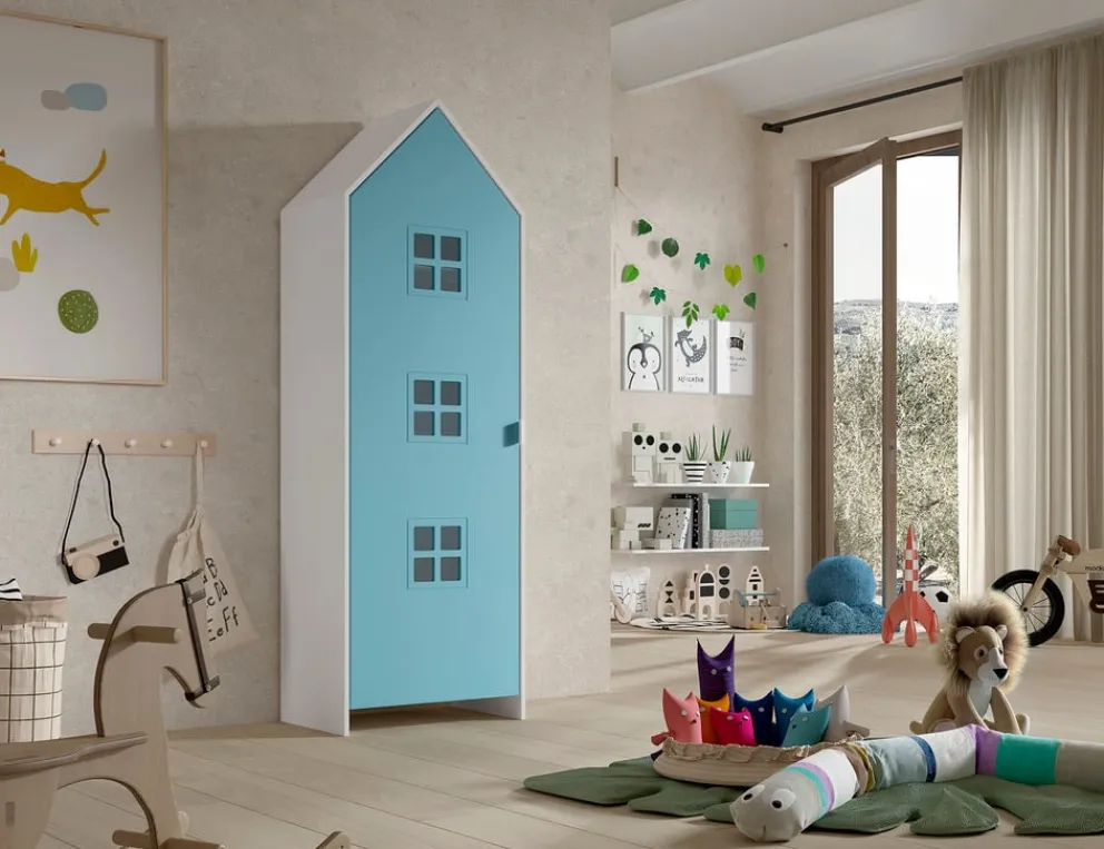JAXX Drehtürenschrank Casami hellblau, weiss Discount