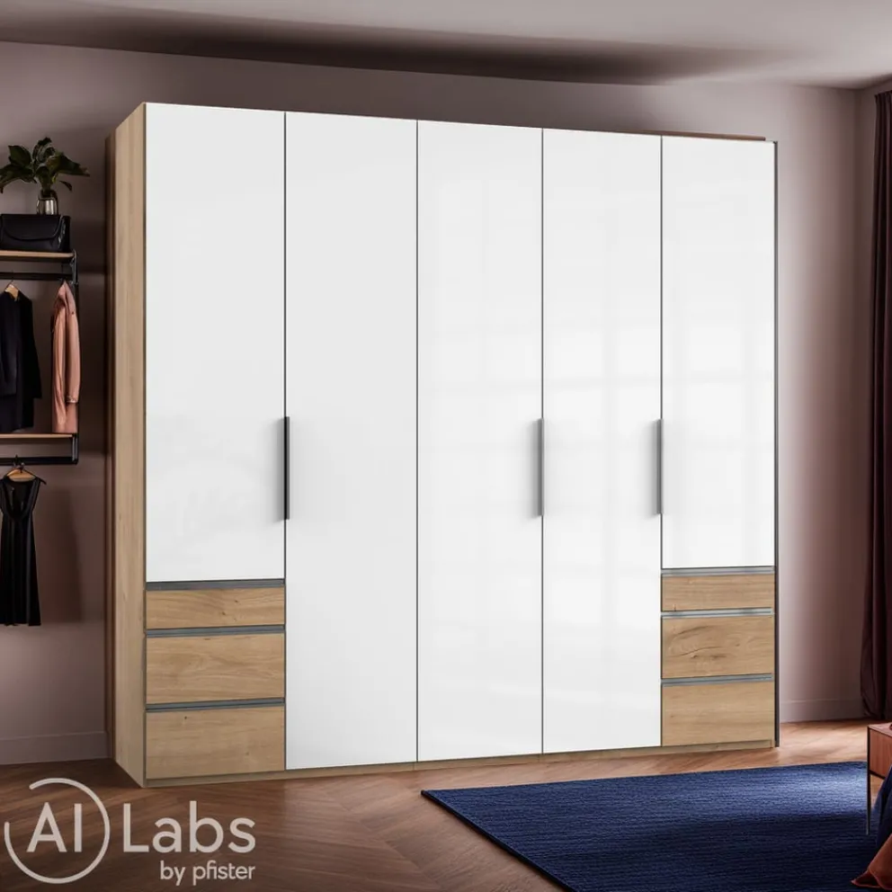 MID.YOU Drehtürenschrank Level36 eichefarbig, weiss