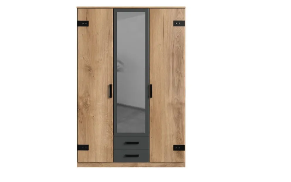 MID.YOU Drehtürenschrank Liverpool-201 anthrazit, eichefarbig