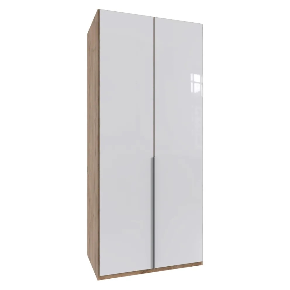MID.YOU Drehtürenschrank NYC P08 Weissglas, P28 Plankeneiche Best