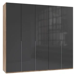 MID.YOU Drehtürenschrank NYC P09 Grauglas, P28 Plankeneiche