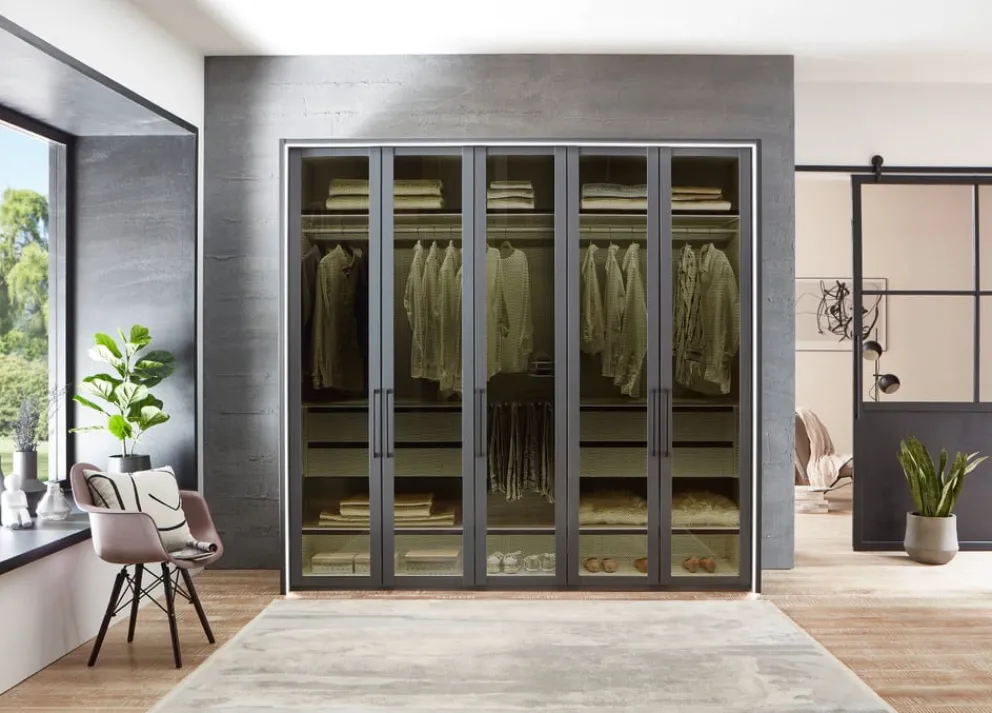Novel Drehtürenschrank Split Graphit-Dekor