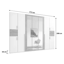 MID.YOU Drehtürenschrank Vegas-201 eichefarbig, weiss Discount