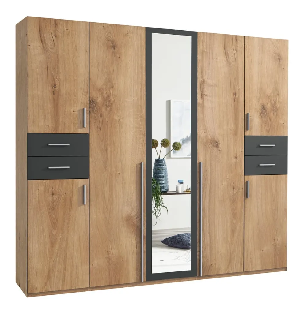 MID.YOU Drehtürenschrank Vegas-201 eichefarbig, graphitschwarz Best