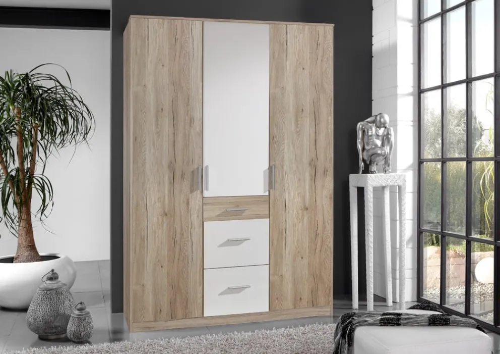 MID.YOU Drehtürenschrank Young eichefarbig, weiss Clearance
