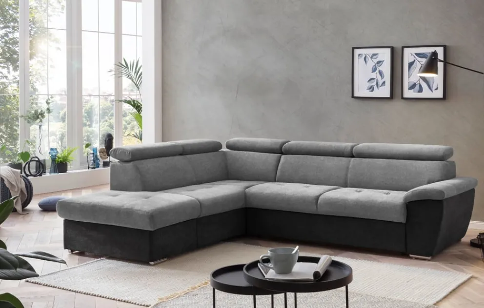 Livetastic Ecksofa Antero mausgrau, schwarz Discount