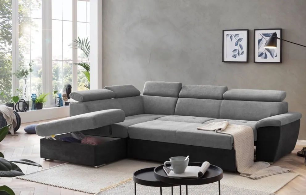 Livetastic Ecksofa Antero mausgrau, schwarz Discount