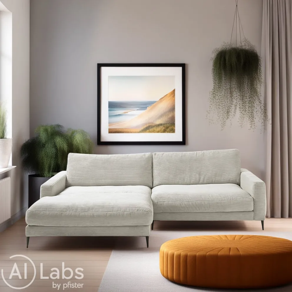 Lomoco Ecksofa Delia Cord light grey