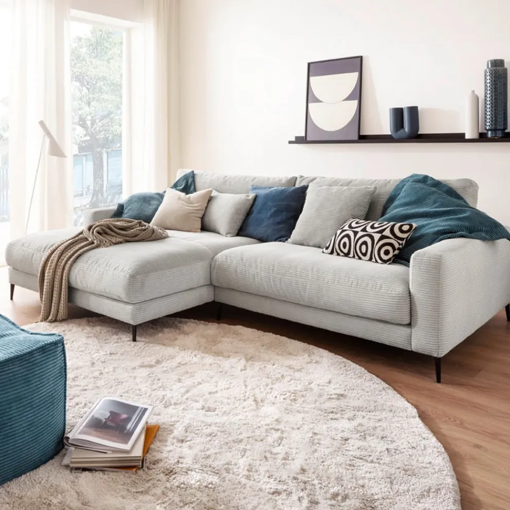 Lomoco Ecksofa Delia Cord light grey