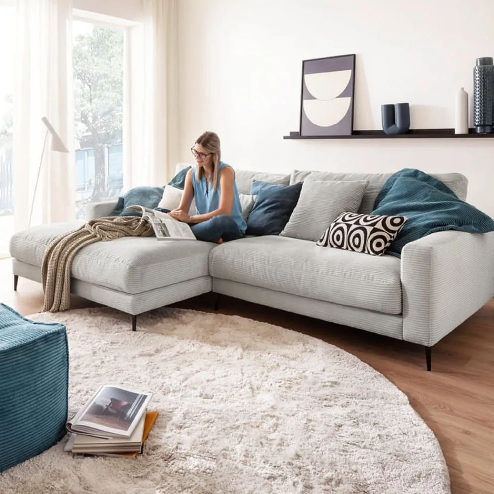 Lomoco Ecksofa Delia Cord light grey