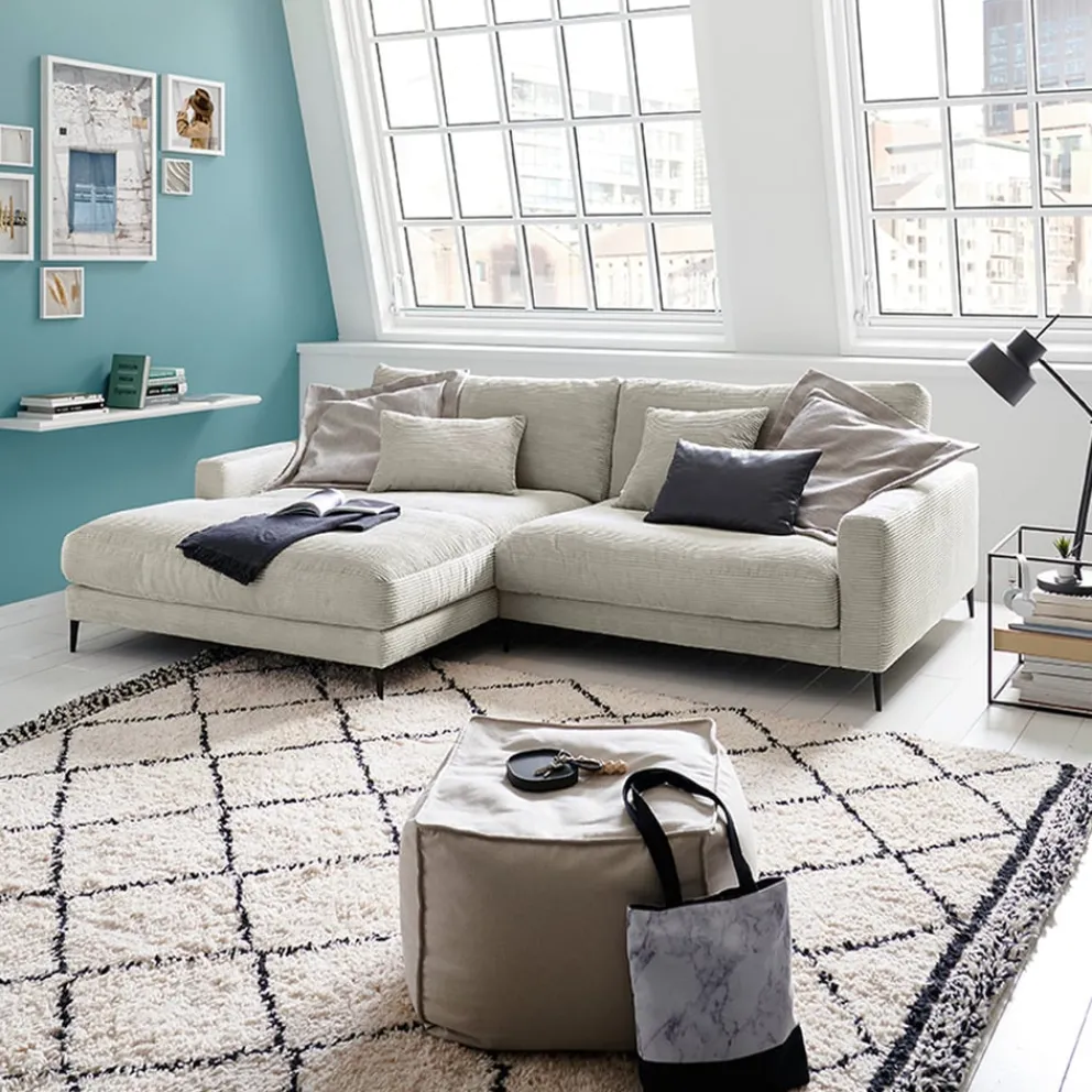 Lomoco Ecksofa Delia Cord light grey