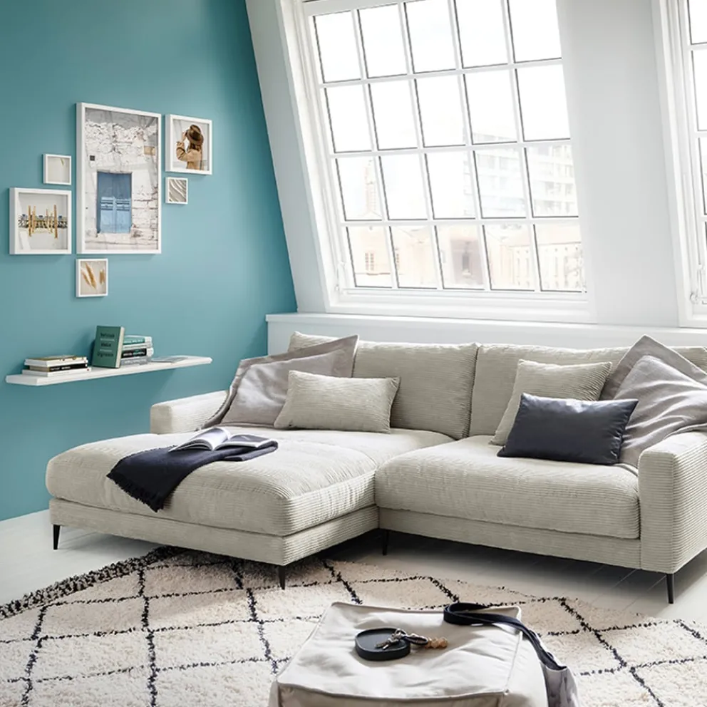 Lomoco Ecksofa Delia Cord light grey