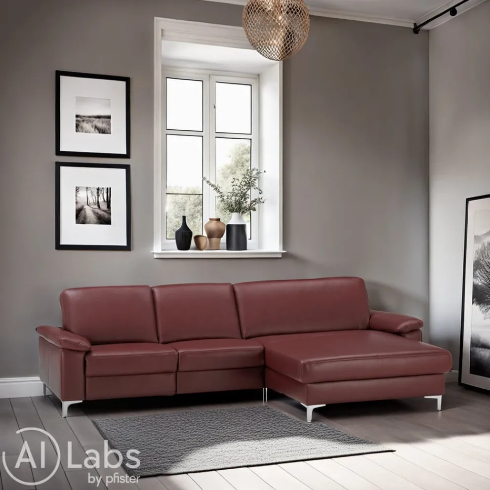 Dieter Knoll Ecksofa Latina-L dunkelrot