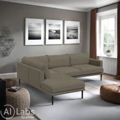 Lomoco Ecksofa Logan Kat. B, Sepia 23 licht taupe
