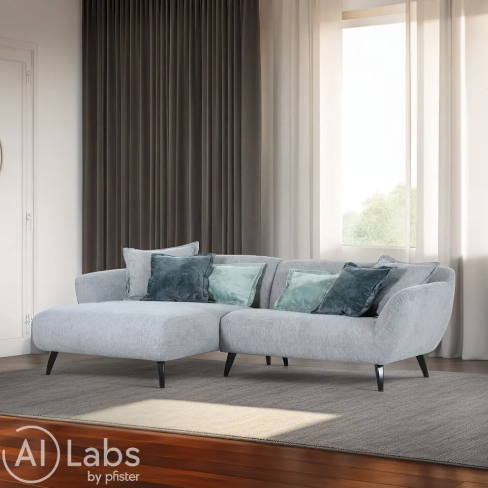 MID.YOU Ecksofa Mocca eisblau Discount