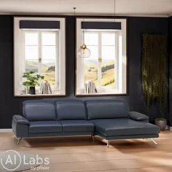 Dieter Knoll Ecksofa Rivello Kat. 160, La Tempra nightblue