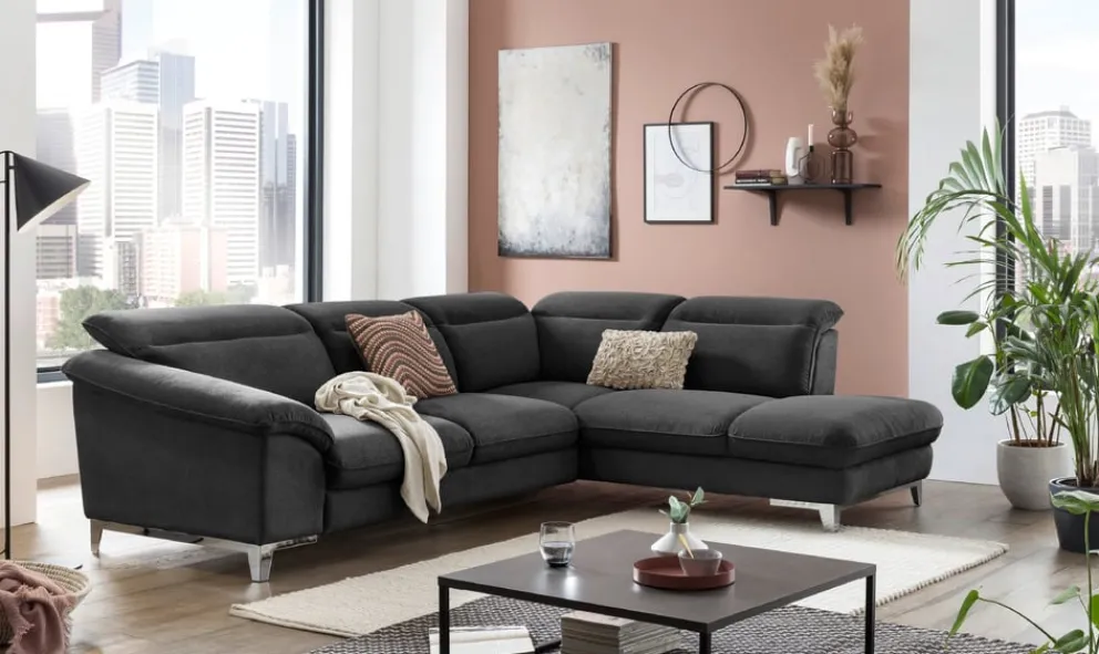 Livetastic Ecksofa Teresa 1S, Boston F002 black Clearance