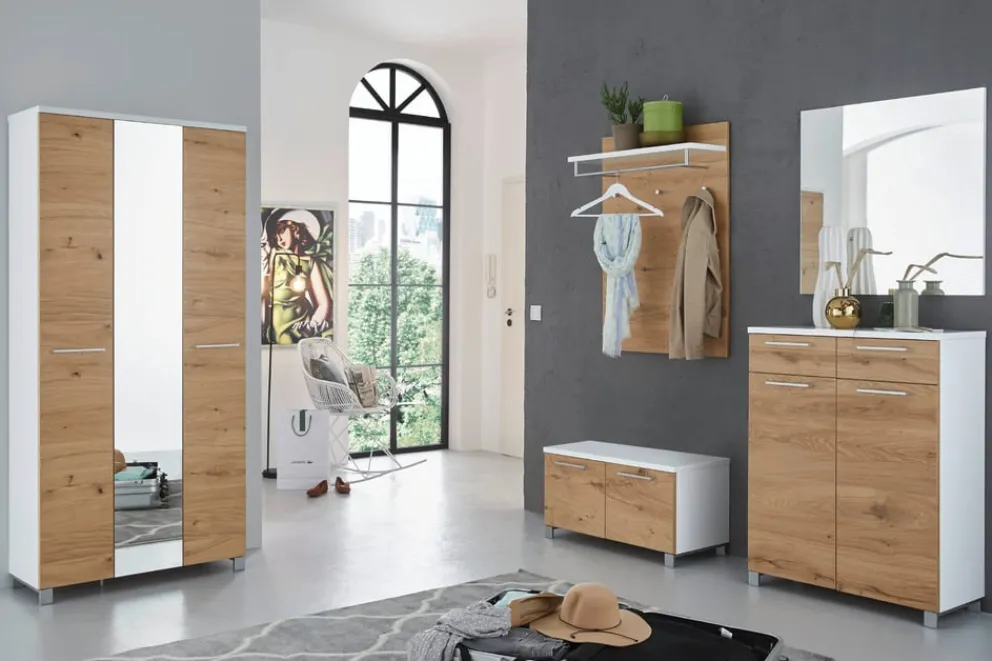 Dieter Knoll Garderobenbank Andalo eichefarbig, weiss New