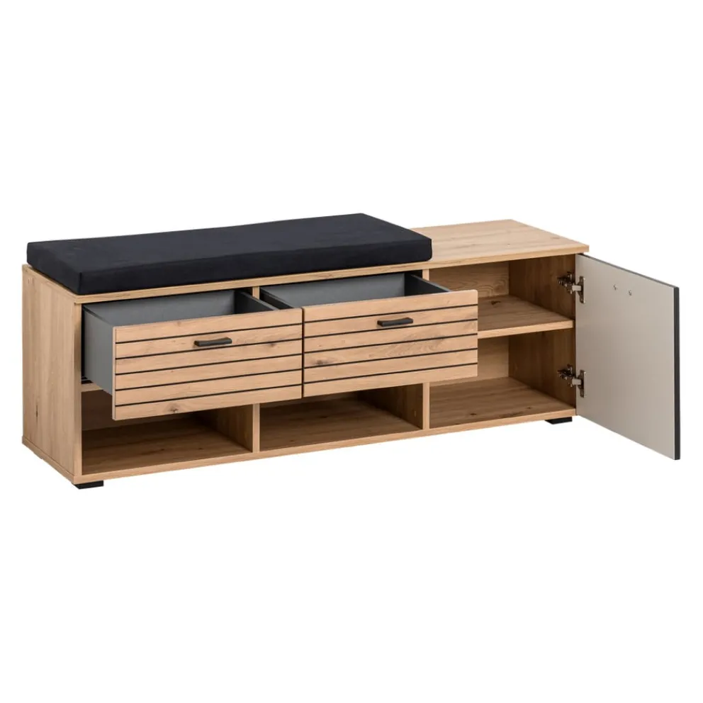Voleo Garderobenbank Buffalo eichefarbig, schwarz Discount