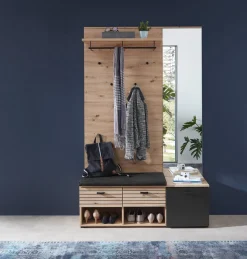 Voleo Garderobenbank Buffalo eichefarbig, schwarz Discount