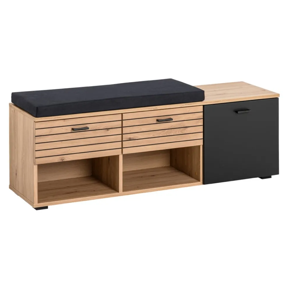 Voleo Garderobenbank Buffalo eichefarbig, schwarz Discount