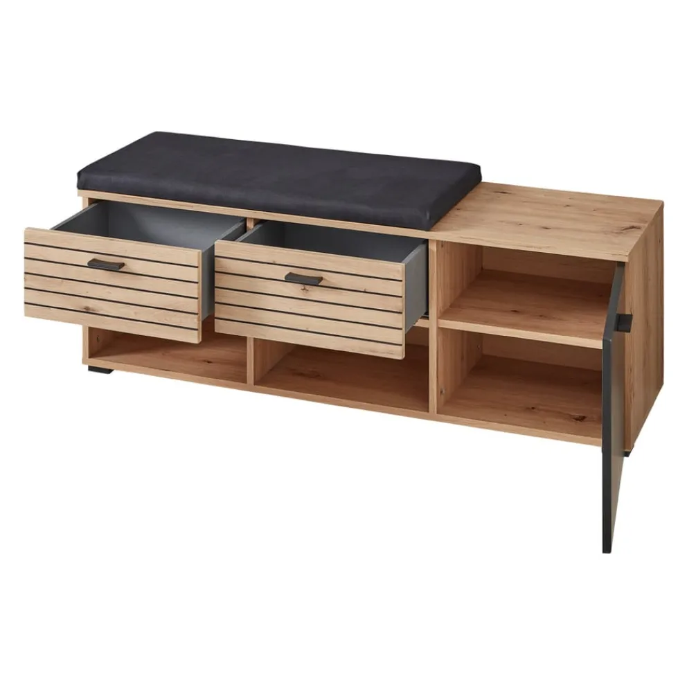 Voleo Garderobenbank Buffalo eichefarbig, schwarz Discount