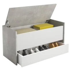 Sikelia Garderobenbank Shoe betongrau, weiss New