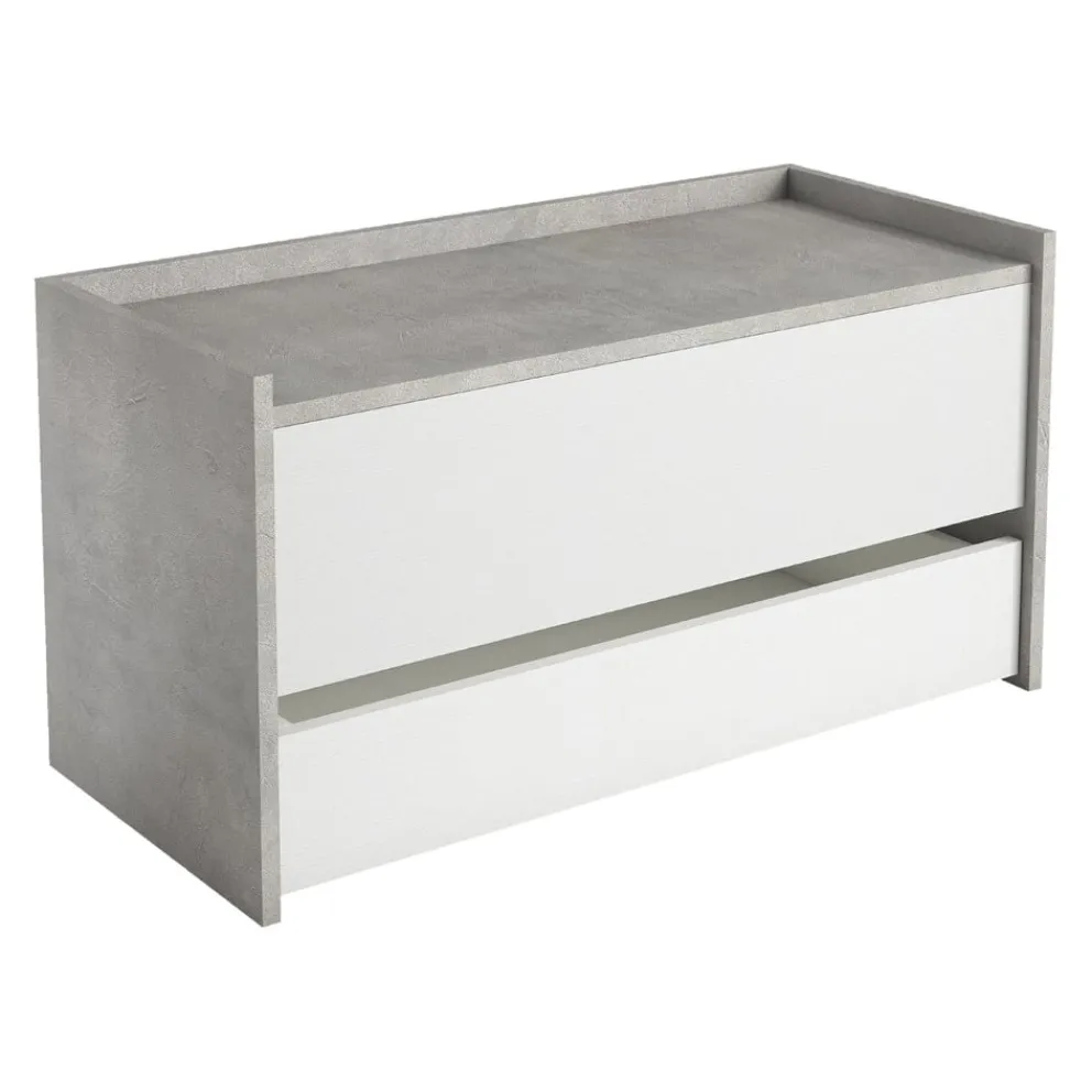 Sikelia Garderobenbank Shoe betongrau, weiss New