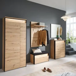 Voleo Garderobenpaneel Edra eichefarbig, schwarz Discount