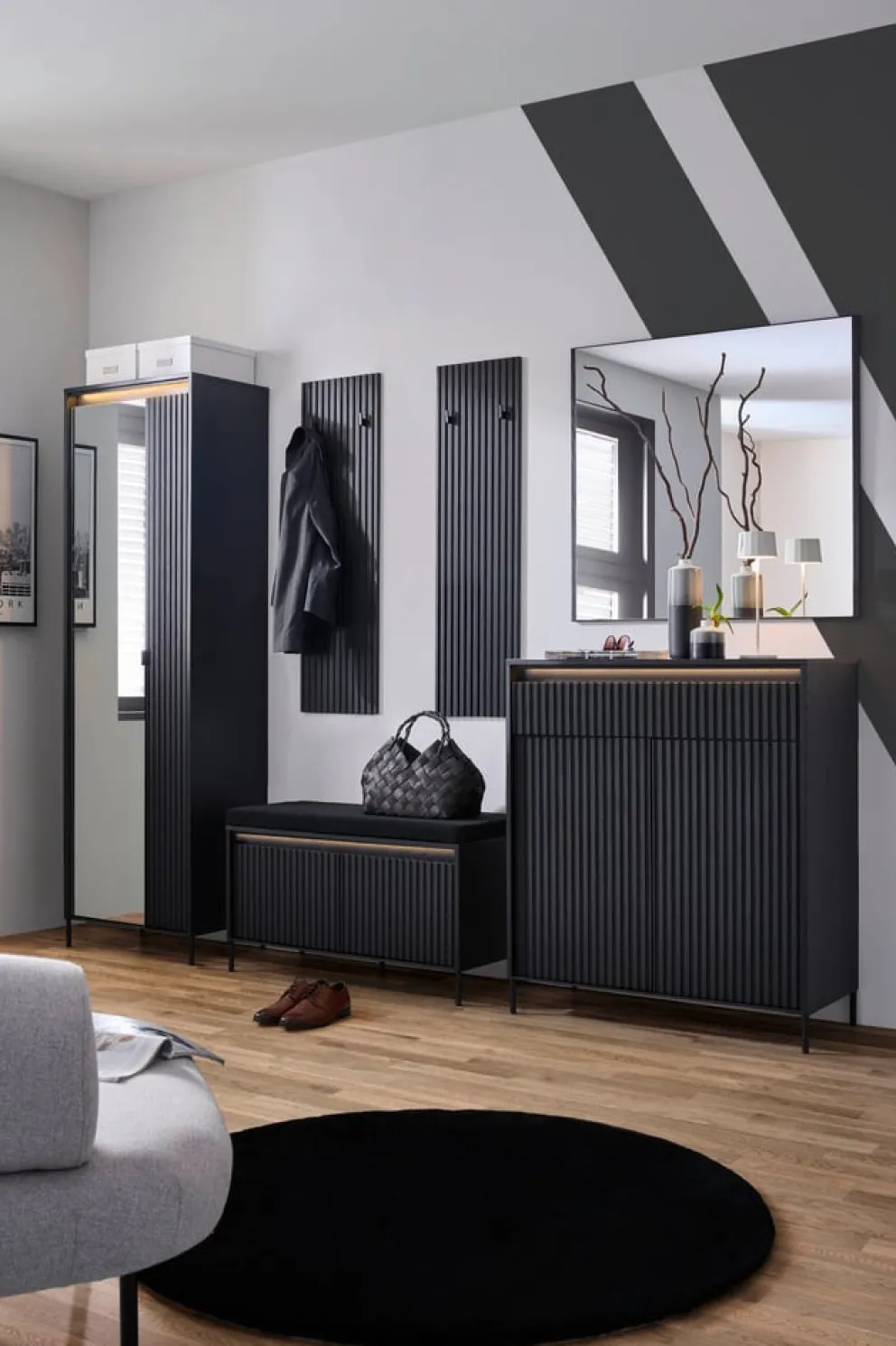 Hom'In Garderobenpaneel Noto schwarz