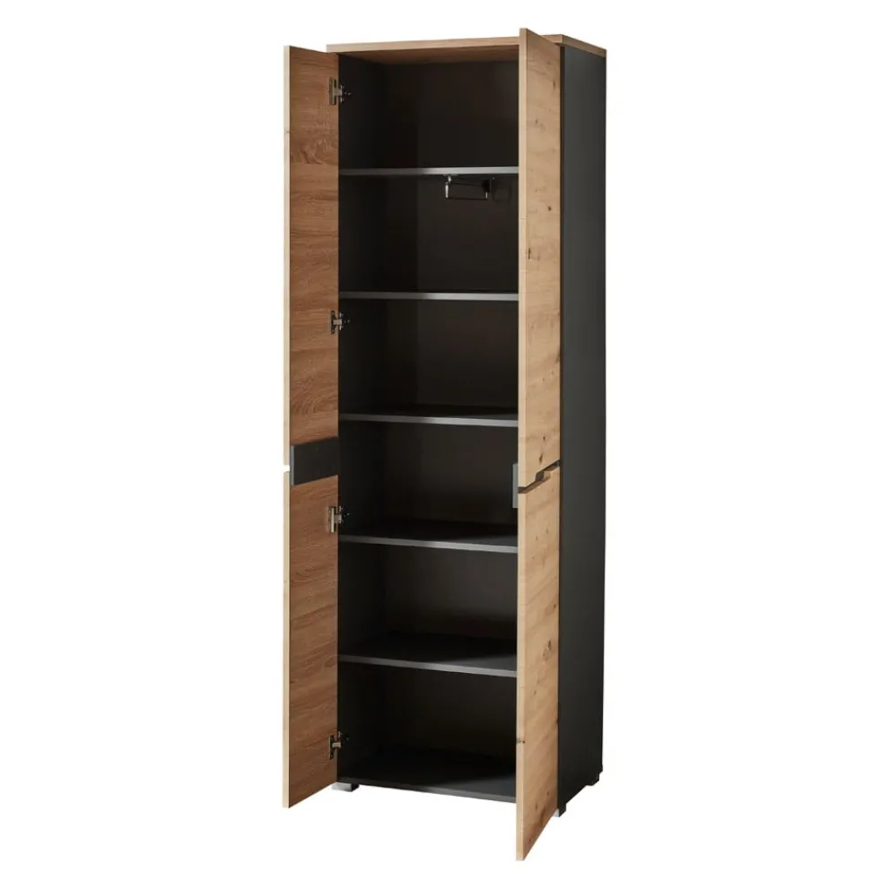 Voleo Garderobenschrank Detroit eichefarbig, graphitgrau Hot