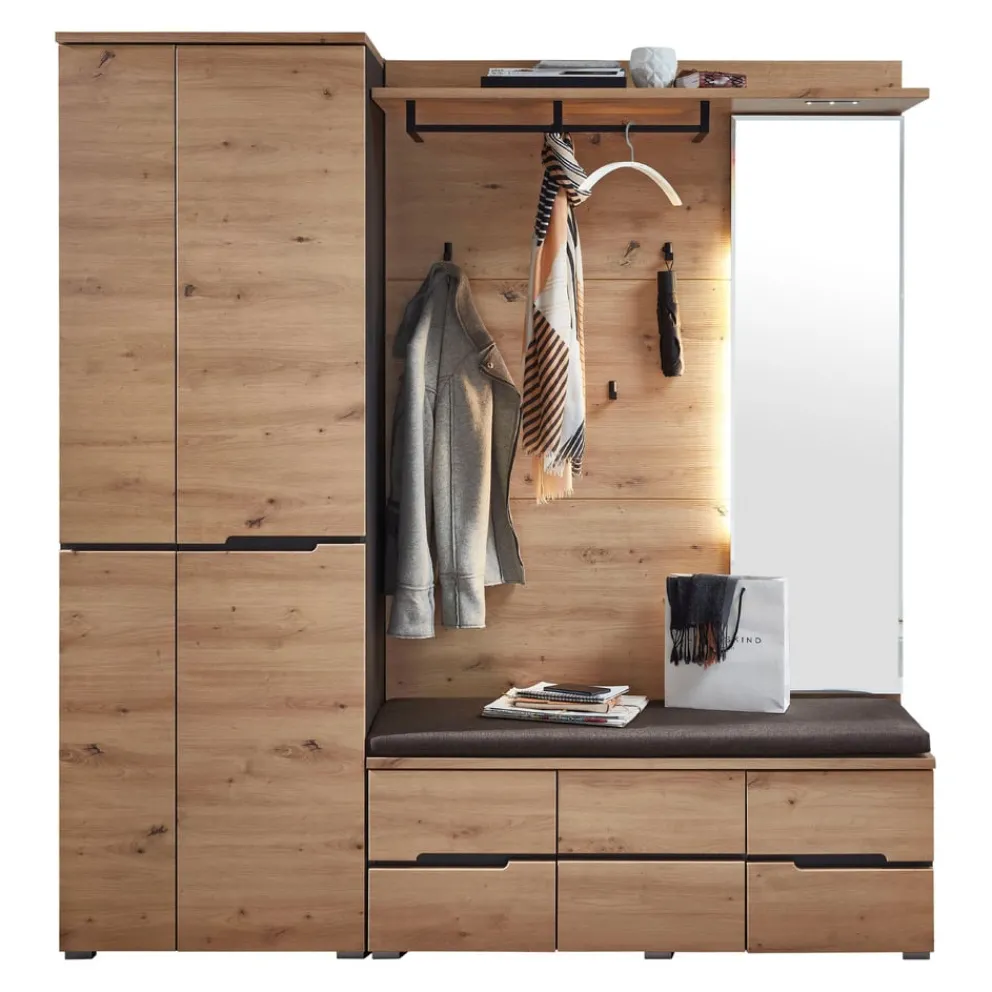 Voleo Garderobenschrank Detroit eichefarbig, graphitgrau Hot